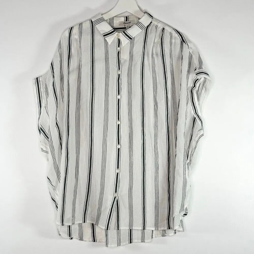 Madewell Cap Sleeve Button Up Vertical Stripe Blouse - US Women’s 3X